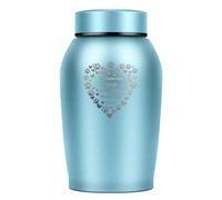 UNICRAFTALE Urna piccola, 6 cm, in acciaio inox, blu cielo, stampa zampa, colonna d'amore, urna per animali domestici, piccola incisa, commemorativo, posacenere urne per le ceneri di persone, animali