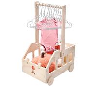 UNICRAFTALE Vasca da bagno in legno con ruote, cestino portaoggetti con manico, set regalo per bambini, con 10 grucce per bambini, regalo per la gravidanza, motivo: stella e luna