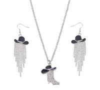 UNICRAFTALE Western West Cowboy Orecchini Set di Collane scintillanti Strass Nappe Orecchini Cowgirl Cristallo Cowboy Ciondolo Collana Per Le Donne Regali, Lega di acciaio