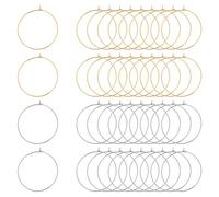 Unicraftalle - Orecchini a cerchio in acciaio inox 304, 35 mm, in 2 colori, per bicchieri di vino, orecchini a cerchio, colori misti, per donne e mogli da basket, 0,7 mm