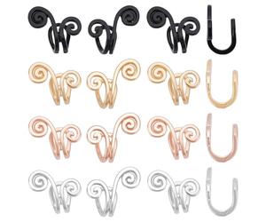 UNICRAFTLE - 16 orecchini a clip per agopressione e digitopressione, dimagranti, non perforanti, germanio, terapia terapeutica, orecchini a cerchio per donne e uomini, set regalo alla moda