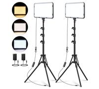 Unicucp Confezione da 2 luci video a LED, kit di illuminazione fotografica con supporto treppiede da 162,99 cm, dimmerabile, 2500-8500 K, 22 W, luci da studio per registrazione video, streaming live