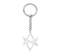 Unicursal esagramma simbolo portachiavi Stella a 6 punte Portachiavi Occulto Satanico Religione Talismano per Donne Uomini (argento 2)