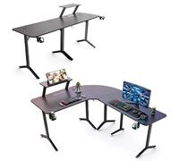 Unicview Scrivania angolare o lineare 2 in 1 per gaming e ufficio, tavolo a L modulare 146 x 146 cm con supporto monitor, tavolo angolare o lineare multifunzione per Home Office e Setup Gamer