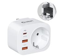 Unidapt Adattatore da viaggio, Adattatore UK Germania Spina Inghilterra con 3 USB 1 tipo C PD 20W, 2 adattatori per prese tipo G, alimentatore da viaggio per Irlanda Gran Bretagna stazione di ricarica