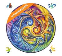 UNIDRAGON Puzzle Originali di Legno - Mandala Incarnazione a Spirale, 350 pezzi, Dimensioni del Re, 33 x 33 cm, Bellissimo Pacchetto Regalo, Forma Unica Miglior Regalo per Adulti e Bambini