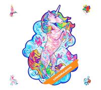 UNIDRAGON Puzzle Originali di Legno - Unicorno Ispiratore, 313 pezzi, Dimensioni del Re, 31 x 41 cm, Bellissimo Pacchetto Regalo, Forma Unica Miglior Regalo per Adulti e Bambini