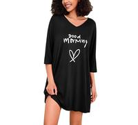 Uniexcosm Camicia da Notte Donna Cotone Estiva A Maniche Corte Camicia Notte Manica Stampa A Forma di Cuore d'Amore Nero L