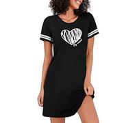 Uniexcosm Camicia da Notte Donna Cotone Estiva A Maniche Corte Camicia Notte Manica Stampa A Forma di Cuore d'Amore Nero XXL