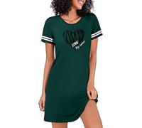 Uniexcosm Camicia da Notte Donna Cotone Estiva A Maniche Corte Camicia Notte Manica Stampa A Forma di Cuore d'Amore Verde Scuro L