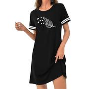 Uniexcosm Camicia da Notte Donna Cotone Estiva A Maniche Corte Camicia Notte Manica Stampa A Forma di Cuore d'Amore Nero 2 S