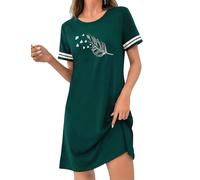 Uniexcosm Camicia da Notte Donna Cotone Estiva A Maniche Corte Camicia Notte Manica Stampa A Forma di Cuore d'Amore Verde Scuro 2 L
