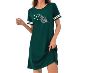 Uniexcosm Camicia da Notte Donna Cotone Estiva A Maniche Corte Camicia Notte Manica Stampa A Forma di Cuore d'Amore Verde Scuro 2 XXL