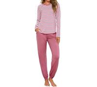 Uniexcosm Pigiama lungo da donna, a righe, in cotone, Colore: rosa., S