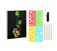 UnifearPro 50 Pezzi Kit di Carta a Graffio con Modelli e Pennello Atossico Carta a Graffio Portatile Gioco Creativo per Aula Scolastica, Stile A