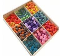 UnifearPro Blocchi da Costruzione per Bambini Set Mattoncini Educativi in Legno con Vassoio per Impilare Ordinare Creare Paesaggi Ponti Manualità Fine Adatto per, Style to 1