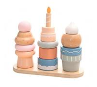 UnifearPro Blocchi Impilabili Bambini Gioco Educativo Dessert Set Forme con Pioli Piattaforma Legno Pezzi Stampati Motivi Allenamento Logica Motricità Fine Adatto per Asilo Viaggio Casa