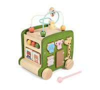 UnifearPro Bus Multifunzione per Bambini con Pannelli di Manipolazione E Percorso Biglie con Ruote per Muovere E Giocare Adatto a Regalo Interazione Famiglia E Apprendimento Precoce, Verde