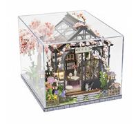 UnifearPro Casa in Miniatura Kit Modello 3D Diorama Serra Giapponese Casa Delle Bambole Montaggio Manuale Piante E Arredi Illuminazione Atmosferica Notturna