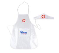 UnifearPro Costume da Dottore Bambini Abbigliamento Gioco Medico Grembiule con Occhiello al Collo Laterali Tasca Porta Strumenti Cappellino in Pvc Adatto per Gioco Educativo Festa Scuola