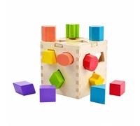 UnifearPro Cubo in Legno con Forme Geometriche Non Elettrico Cubo delle Forme Portatile Gioco di Abbinamento Geometrico, Motricità Fine