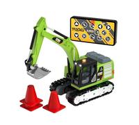 UnifearPro Mini Escavatore Telecomandato Veicolo da Costruzione Modellino RC 1 64 con Braccio Regolabile Secchio Funzionante Rotante Struttura Solida Adatto a, Verde
