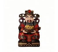 UnifearPro Statua Dipinta in Ottone Del a Ricchezza con Barba Sorridente E Copricapo Elaborato per Altare E Negozio con Finiture Dorate, Lunghezza 20cm Larghezza 25cm Altezza 40cm