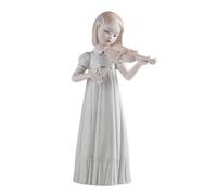 UnifearPro Statuetta Ceramica di Giovane Violinista con Abito Lungo E tra i Capelli per Arredamento Soggiorno E Vetrina