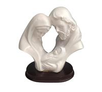 UnifearPro Statuetta Resina Famiglia Bianca con Base Ovale Scura per Arredamento Moderno Elegante Simbolo Devozione Adatta per Comodino Tavolo Mobile
