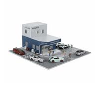 UnifearPro Stazione di Polizia in Miniatura 1 64 Modello Edificio Diorama Stradale Espositore in PVC Dettagli Incisi Segnaletica Realistica Adatto per Scrivania Mensole Collezionismo