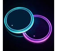 Unifizz 2 sottobicchieri per auto a LED con 7 colori luminescenti Pad per tazza di ricarica USB tappetino portabicchieri luci per sottobicchieri per bevande accessori decorazione interna