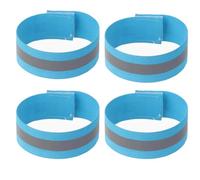 Unifizz 4 cinturini riflettenti da polso 4 x 1,5 cm, braccialetti riflettenti ad alta visibilità, per bici, cavigliere, bande riflettenti autoadesive, per camminare, sport notturni, blu cielo