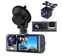 Unifizz Dashcam a 3 canali anteriore e posteriore interna 1080P Dashcam tripla telecamera auto con visione notturna IR registrazione loop, sensore G, registrazione 24 ore, supporto 128 GB