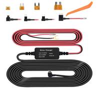Unifizz Kit cavo rigido per Dash Cam, kit cavo rigido Mini USB Fusibile per Dashcam 12V-24V a 5V Cavo di alimentazione caricatore per fotocamera da cruscotto per auto, cavo regalo con 4 fusibili e str