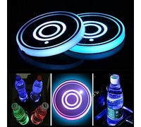 Unifizz LED Cup Holder Light 2pcs USB Ricarica Cup Mat LED Sottobicchieri Auto con 7 Colori Luminescenti Cup Pad per Drink Coaster Accessori Decorazione Interna