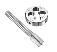 Unifizz M12 x 0,5 mm Set di maschi e matrici metrici, filettatura macchina con filiera rotonda, kit per riparazione di dadi e bulloni