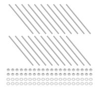 Unifizz Set di 20 aste completamente filettate M3 x 130 mm, in acciaio inox, con dadi e rondelle piatte, set di borchie metriche per morsetti, cavallotti a U e ganci