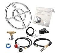 Uniflasy Kit bruciatore ad anello per braciere da 30,5 cm, in acciaio inox, kit con anello per braciere a gas propano con accensione a scintilla, manopola di controllo e tubo di propano kit di
