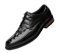 Uniform Dress Shoes for Men Faux Leather Lace-up Plain Toe Block Heel Non Slip Anti-Slip Slip Resistant Casual(Black,41 EU)