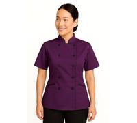 Uniformates Giacca da cuoco da donna a maniche corte e divisa da cuoco per maestro chef e pizzaiolo (Small, Viola)