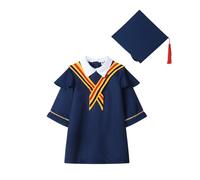 Uniforme Accademica per Bambini - Toga Laurea Bambino Set, Abito Asilo per la Spettacoli Teatrali con Cappello (Yellow 5-6 Years)