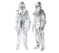 Uniforme alluminizzata resistente al calore, tuta ignifuga, anti-radiazioni termiche 500-1000 ℃, design a cinghie incrociate, per vigili del fuoco, alchimia, siderurgia(500)