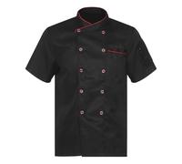 Uniforme Da Cuoco Giacca da cuoco da uomo, giacca da cuoco, capo dei lavori, cucina, ristorante, mensa, costume, manica corta/lunga, uniforme da lavoro for il personale di cucina(Black Short Sleeve,XL
