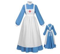 Uniforme da infermiera di Halloween, costume da infermiera da donna della guerra civile, a maniche lunghe, per cosplay, eventi, servizi fotografici, attori teatrali, appassionati