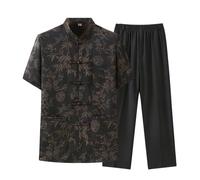 Uniforme da kung fu a maniche corte set cinese tradizionale Qi Gong arti marziali Wing Chun Shaolin panni abbigliamento caffè-S
