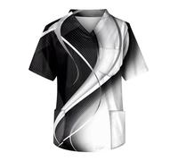 Uniforme da lavoro a maniche corte da uomo, con 3 tasche, scollo a V, bianco, L