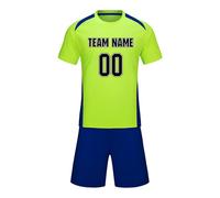 Uniforme di calcio personalizzata della squadra di calcio Kit personalizzato Pantaloncini Jersey con nome Numero Logo Manica Corta Athletic Training Set, Verde fluorescente, XXL