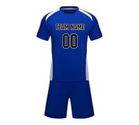 Uniforme di calcio personalizzata della squadra di calcio Kit personalizzato Pantaloncini Jersey con nome Numero Logo Manica Corta Athletic Training Set, Blu reale, L