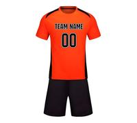 Uniforme di calcio personalizzata della squadra di calcio Kit personalizzato Pantaloncini Jersey con nome Numero Logo Manica Corta Athletic Training Set, Arancione, M