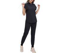 Uniforme medica per donne Scrubs Set ad asciugatura rapida Tunica Top Pantaloni Slip-on Maniche corte Colletto alla coreana Camicetta Abbigliamento da lavoro Assistenza infermieristica Cosmetica Spa